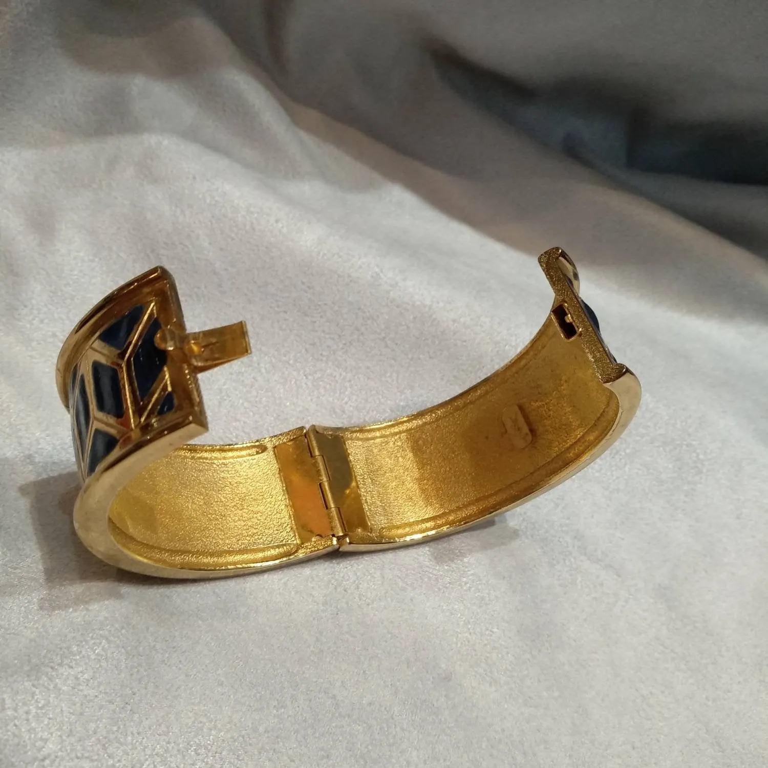Yves Saint Laurent Vintage gold blue  art deco style bracelet